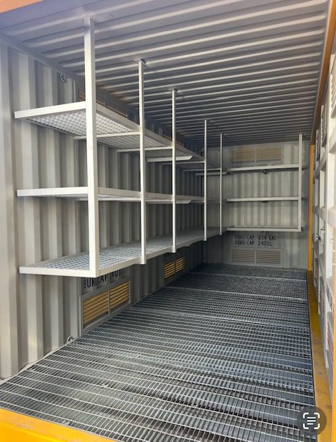 Fitted interior of a modified shipping container