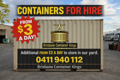 Shipping containers for hire from $3 a day — call 0411 940 112