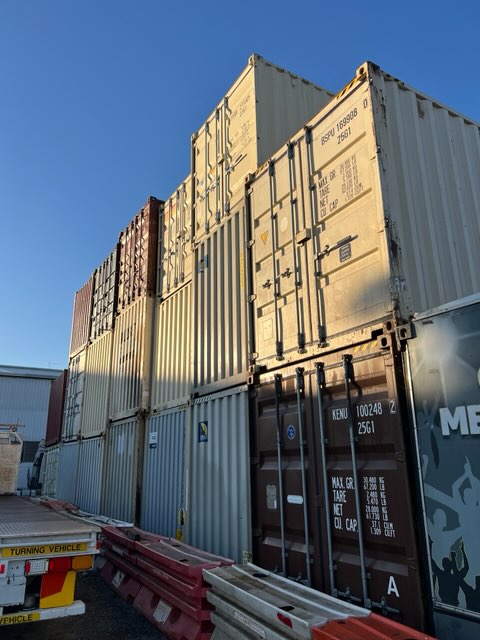 Secure container storage stacked in the yard